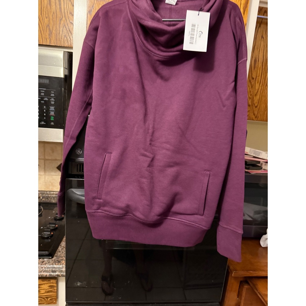 Zyia‎ Active Oh So Soft Plum Hoodie Cowl Neck Sweatshirt Purple 1647L Large NWT